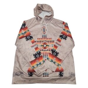 NWOT Men's Southwestern Aztec Native Tribal Geometric Distressed Hoodie Size XXL